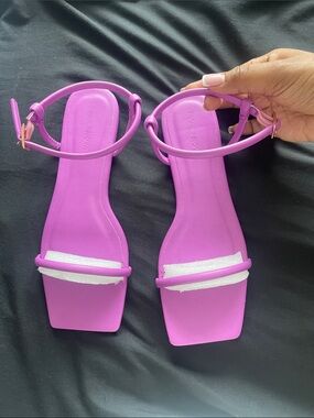 Fashion Nova Purple Square-Toe Ankle-Strap Sandals